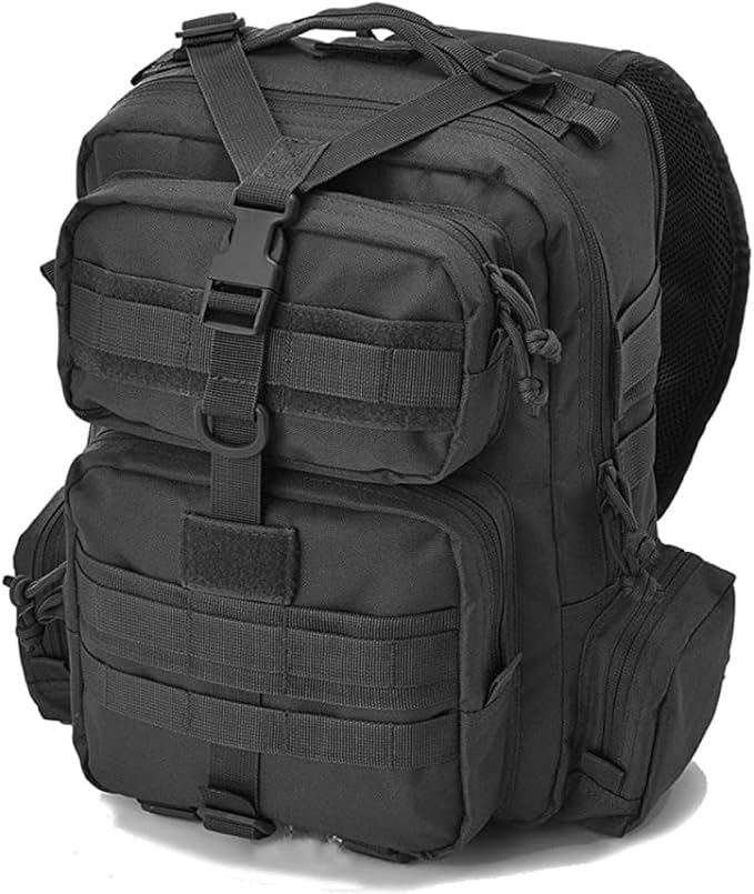 REEBOW GEAR Tactical Sling Bag Military Style Single Shoulder Sling Pack (Style 03-Black)