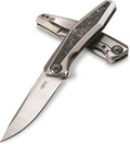 Zero Tolerance Sinkevich KVT Pocketknife 3.4 Inch CPM 20CV Stainless Steel Blade Bead Blasted and Machine Satin Finish KVT Ball-Bearing System Bead-Blasted Titanium Handle Made in USA (0470)
