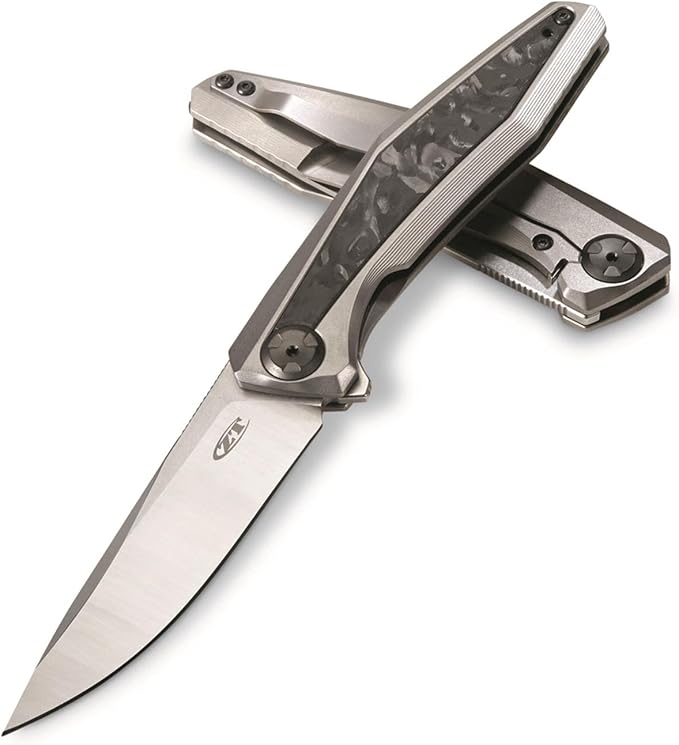 Zero Tolerance Sinkevich KVT Pocketknife 3.4 Inch CPM 20CV Stainless Steel Blade Bead Blasted and Machine Satin Finish KVT Ball-Bearing System Bead-Blasted Titanium Handle Made in USA (0470)