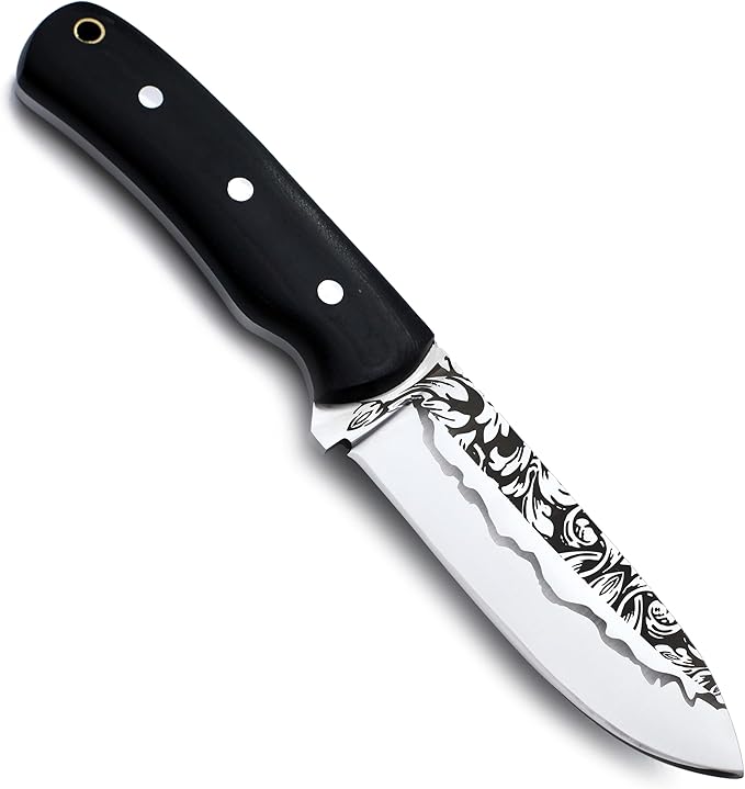 GCS Handmade D2 steel Hunting Knife G10 Full Tang Handle Fixed Blade Knife Right Hand Scout Carry Buffalo leather Sheath Hunting Camping Survival EDC-GCS 916