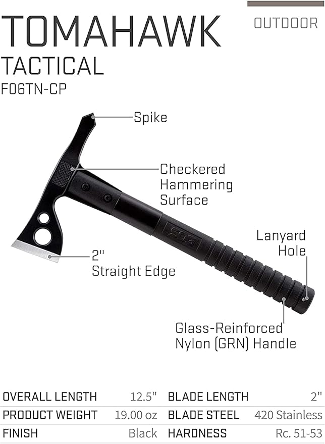 SOG FastHawk- Lighter Faster Agile Throwing Hatchet Versatile Survival Tactical Axe &amp Folding Saw - Wood Saw Hand Saw Pruning Saw and Camping Saw