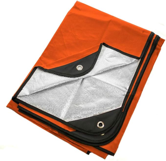 Arcturus Insulated Tarp Reusable Heavy Duty Thermal Survival Blanket – 60x82in Reflects 90% Body Heat Waterproof Windproof 3-Layer Design Reinforced Grommets Orange