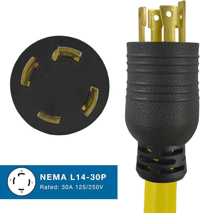 Conntek Transfer Switches Cord/Temp Power Cord L14-30P 30-Amp 4 Prong Twist Lock Plug to CS6364 50-Amp Twist Lock Female