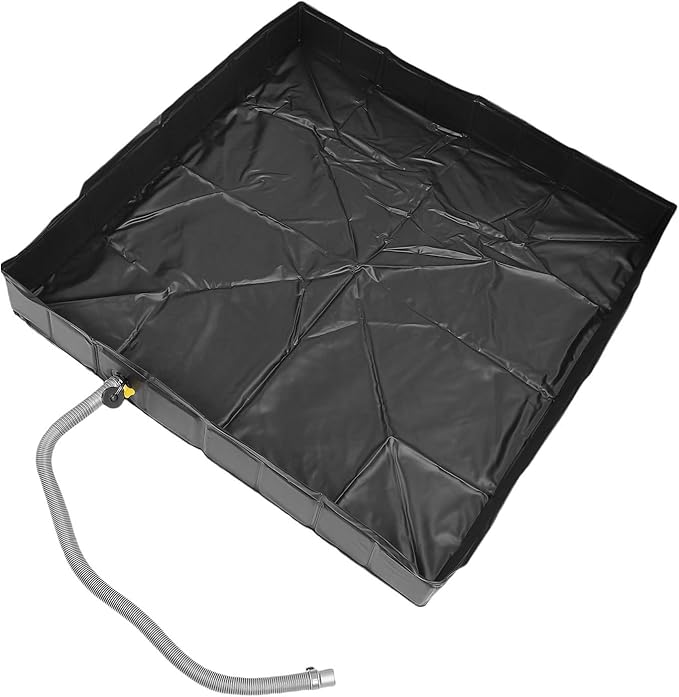 Portable Shower Pan Foldable Camping Shower Base Basin Floor with Detachable Drain Pipe 41 X 41 X 6 Inches Outdoor ShowerPan for RV Beach Indoor Shower Stall