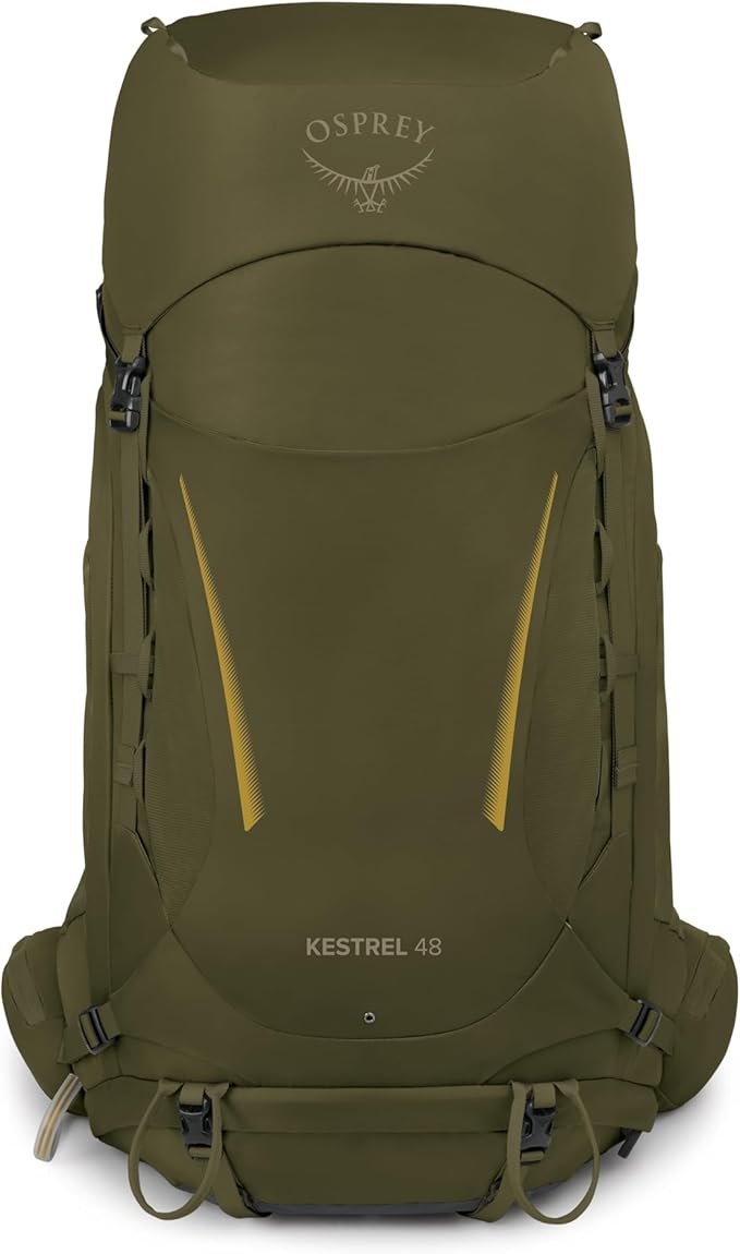 Osprey Kestrel 48L Men's Backpacking Backpack - Hiking &amp Camping Bag with Waterproof Raincover Moss Green Large/X-Large