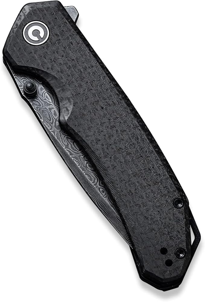 CIVIVI Brazen Pocket Knife3.5-Inch Tanto Damascus Folding Knife Micarta Outdoor Camping Hiking Knife with Thumb Studs and Flipper OpenerUnique Tool Gift for EDC Men Women C2023DS-1