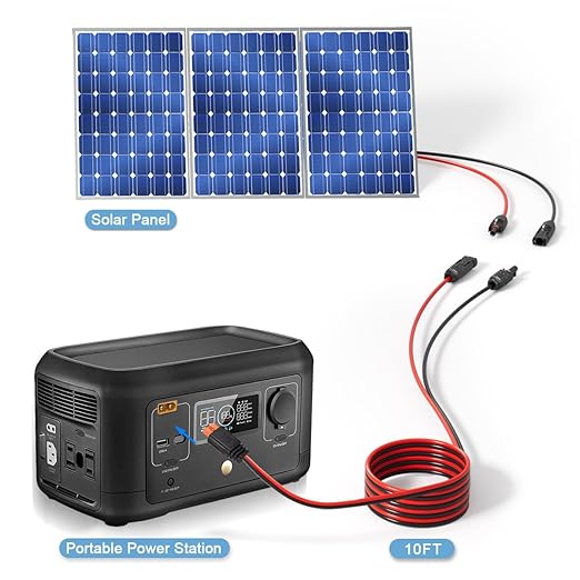 ELFCULB 10AWG Solar to XT60i Charging Cable Solar Panel Extention Cable for Portable Power Station River 600 Solar Generator Battery Pack(10FT)