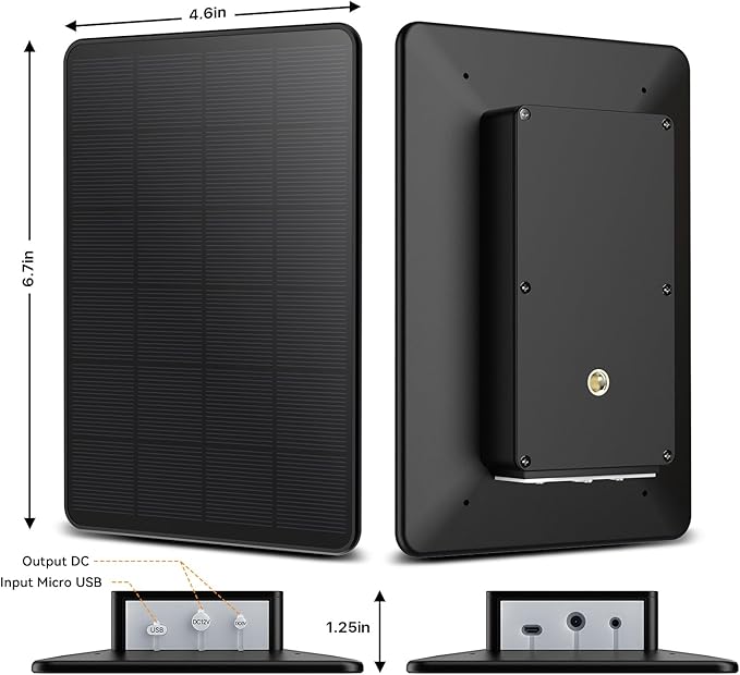 LIYVZ Trail Camera Solar Panel with Bulit-in 5000mAh Battery 2 Pack 3W Solar Panel for Trail Camera IP66 Waterproof Multi Interfaces with USB-C &amp DC 6V/9V/12V Output 360° Adjustable