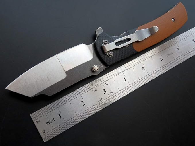 Eafengrow EF69 Pocket EDC Knife with ClipFlipper Folding Knife for Camping Survival and Outdoor Activities Liner Lock. (EF69-brown)