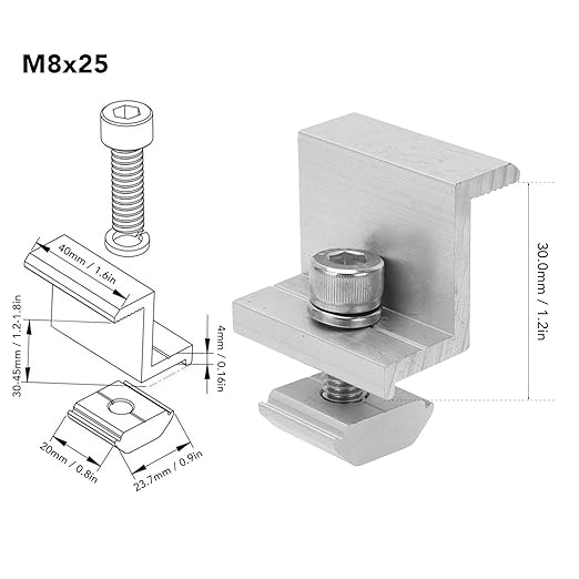 10PCS Solar Panel Mounting Brackets Universal Aluminum Kit for RV Boat Roof Rail Adjustable Mid End Clamps with Grounding Hardware (30mm)