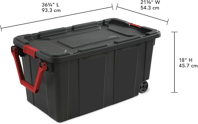2-Pack 40 Gallon Heavy-Duty Stackable Storage Bins with Secure Lids &amp Smooth-Rolling Wheels – Organizing Containers for Home Garage Office &amp Basement (Black)