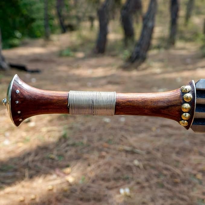 DARK WARRIOR-Handcrafted Konda Ikakalaka Sword | Functional &amp Sharpened | 5160 Carbon Steel Blade | Ancient Traditional African Sword | Leather Sheath for Anniversary Birthday Gift.