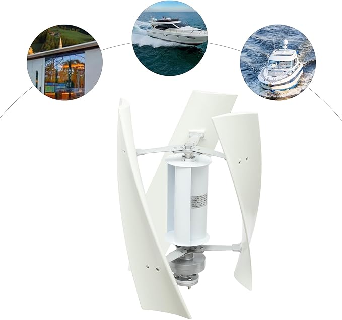 100W Vertical Axis Wind Turbine Generator Permanent Magnet Generator with Intelligent Controller Low Noise Helical Design Windmill for Home Boats Street Lighting (24V100wStyle 1 White)