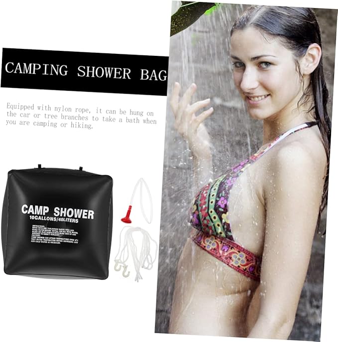 GANAZONO 1set Solar Shower Bag Outdoor Camping Water Heating Pouch for Hiking BBQ Travel and More Material Includes Nozzle and Hose