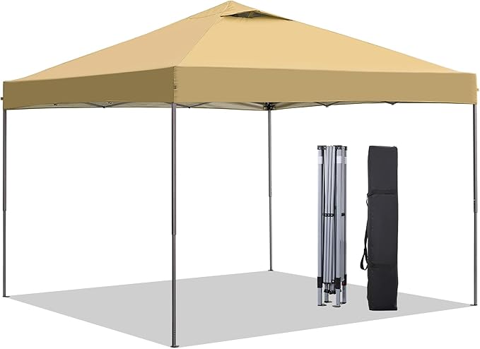 GDY 10x10 Pop Up Canopy Tent Outdoor Canopy Patio TentCommercial Instant Gazebos Portable Shelter Canopies for Patio/Outdoor/Wedding Parties and Events (Brown)
