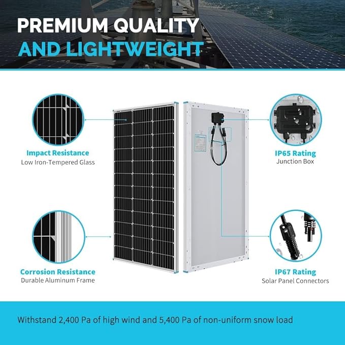 Renogy 200W 12V RV Solar Panel Kit N-Type - Adventurer 30A LCD PWM Charge Controller + Mounting Brackets for RVs Boats Trailers Campers Marine &amp Off - Grid Systems