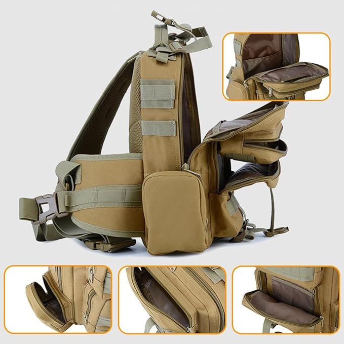 Tactical Shoulder Sling Bag Small Outdoor Crossbody Chest Pack for Men Traveling Trekking Camping Daypack (Mud)