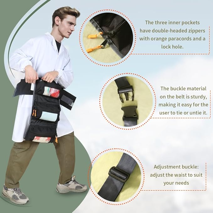 Empty First Aid Waist Bag Molle Medical Pouch with Belt EMS Fanny Pack with Three-piece SystemIFAK Medical Bag for CampingHiking or Traveling (Black)