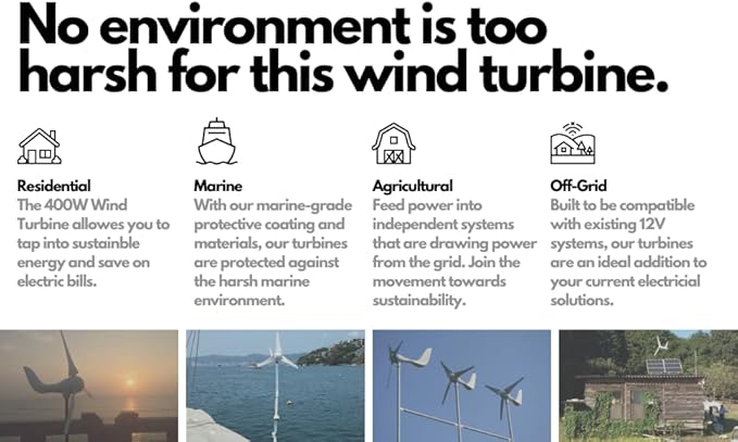 Automaxx Windmill 600W (12V/24V) (50A/25A) Wind Turbine Generator kit Wind Power MPPT Charge Controller Included (Amp Volt &amp Watt Display) + Automatic and Manual Braking System. DIY Installation