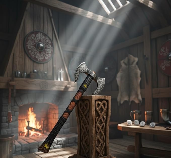 Custom Hand Forged Viking Axe – 5160 High Carbon Steel Bearded Hatchet Blade- Real Tomahawk Viking Style Personalized Gift for Him Camping &amp Display Ready