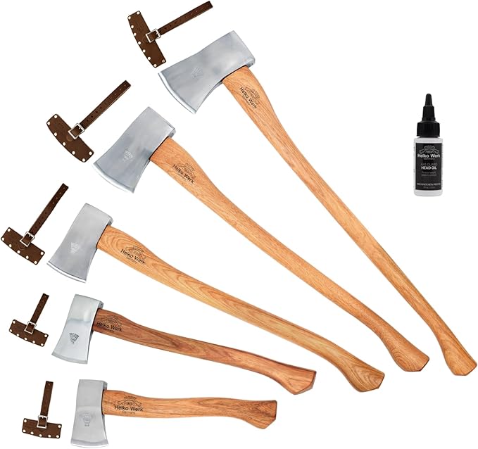 1844 Helko Werk Germany Axe Collection - 5 Classic Axes Set - Expedition Forester Scout Journeyman Pathfinder Hatchet