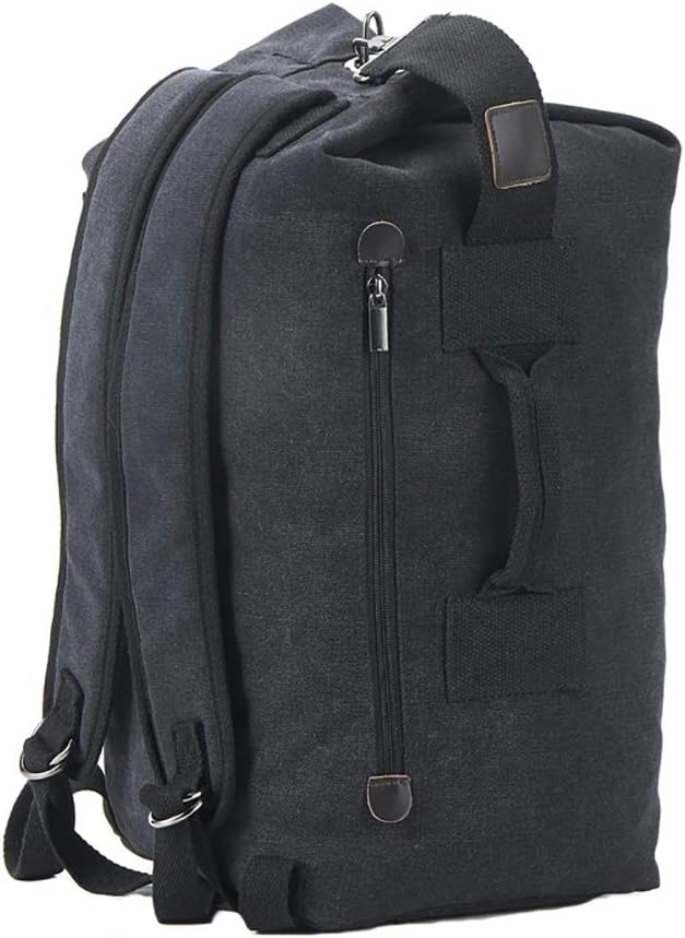 Military Duffel Bag Top Load Double Strap Canvas Backpack Army Travel (upgrade black small)