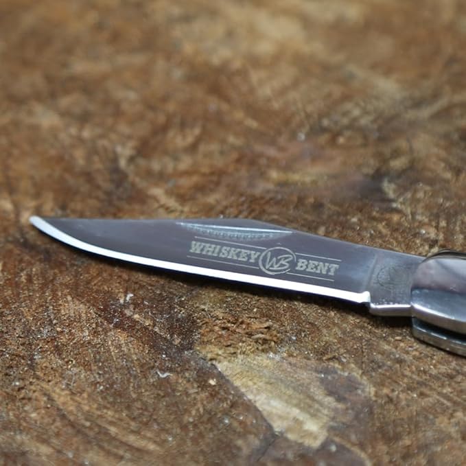 WHISKEY BENT HAT CO. Mini Hunter Folding Pocket Knife 2.75 Closed Length 440C Stainless Steel Blade (Turquoise River)