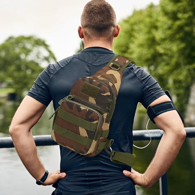 Sling Crossbody Backpack with Water Bottle Holder Chest Shoulder Backpack Sports Bag Leisure Waterproof Oxford Cloth Water Bottle Cell Phone Bag for Outdoor Travel 03