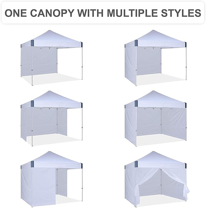 10x10 Pop Up Canopy Tent with Sidewalls Heavy Duty Commercial Instant Tent with Sand Bags for Deck Party Camping Backyard Playground White