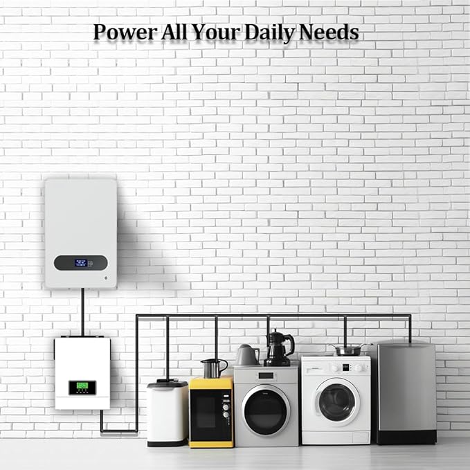 Y&ampH 3000W Solar Hybrid Inverter DC24V to AC230V Off-Grid Pure Sine Wave Inverter with 80A MPPT Solar Charger + AC ChargerMax PV 3000W DC30-400V Inputfit for 24V Lead-Acid/Lithium Battery