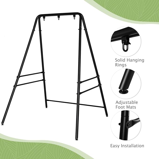 ONCLOUD Hanging Chair Stand Only Heavy-Duty Hammock Chair Stand Hold up to 450 LBS Outdoor Metal Frame Swing Stand for Patio Garden and Backyard (Black)