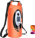 FELICON Solar/Battery Powered Multi-Functional Backpack with Bluetooth SpeakerIP66 Waterproof Dry BagHeavy Duty Roll Top ClosureLarge Capacity Bag for CampingHikingTraveling (Orange 10L)