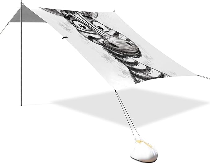 ALAZA Hand Drawn Portrait of Funny Zebra Cartoon Beach Tent Sun Shelter Portable Canopy Sunshade for Outdoor Camping Picnics Backyard Fun 10x9 ft