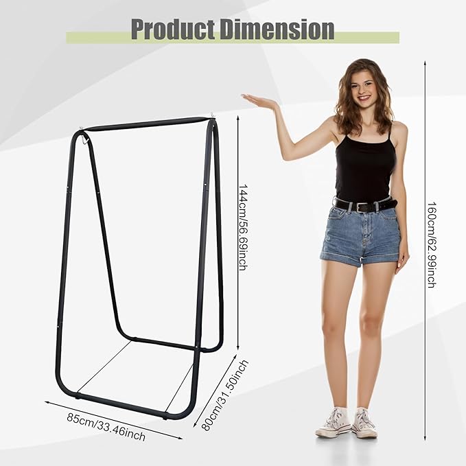 Hammock Chair Stand A-Shaped Swing Stand Fit for Most Hanging Chairs Heavy Duty Steel Hammock Swing Frame Max 220 Lbs Portable Stand for Hanging Chair Indoor Outdoor Stands Only