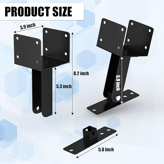 JEXALINE 3Pcs Roof Riser Brackets KitPergola Roof Riser Beam BracketHeavy Duty Pergola BracketsAdjustable Saddle Roof Riser Post for Gazebo -Includes Screws