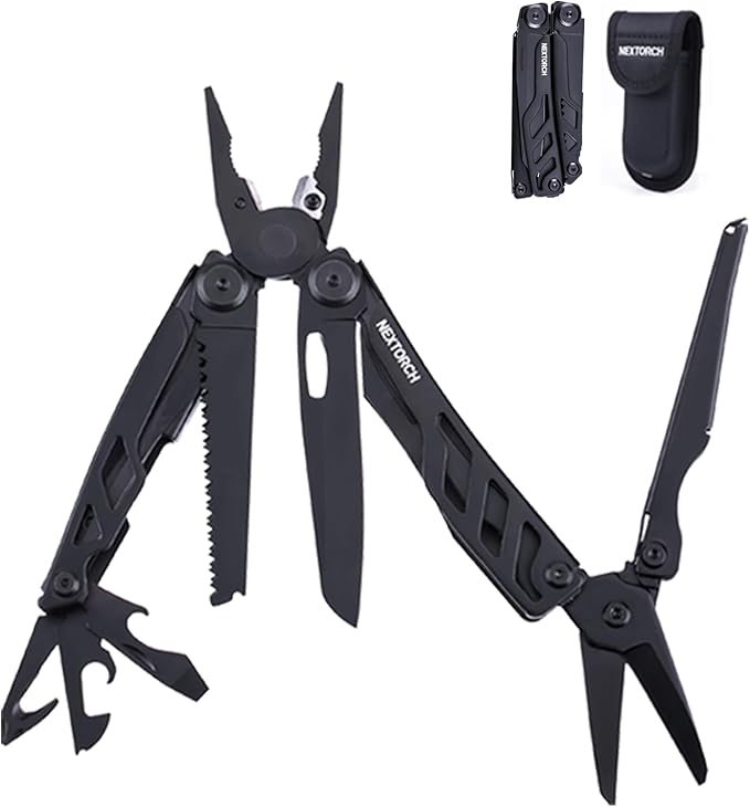 NEXTORCH MT10 16-in-1 Multi-Tool Stainless Steel Multitool Pliers with 50Cr15MoV Pocket Knife Huge Scissors EDC Multitool Utility Tool for Camping Outdoor Activities