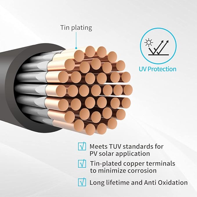 Renogy 8ft. 4 AWG Wire Copper Tray Cable - Connect Charge Controller and Battery