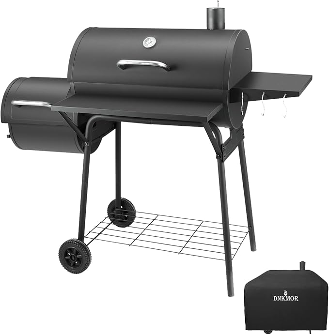 Charcoal Grill with Offset SmokerBBQ Grills with Side TableOutdoor Cooking with 714 Square InchesBackyard Camping Picnics Patio and Parties Black by DNKMOR