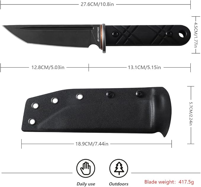 Fixed-Blade Knife with 14C28N Steel 5.03-Inch Blade &amp Kydex Sheath – The Ideal Choice for Outdoor Knives &amp Tools in Camping Fishing &amp Hiking Gear. (sharp blade)