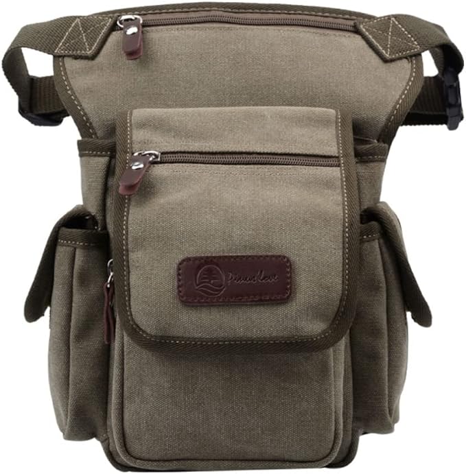Motorcycle leg bag Drop Leg Bag Men Canvas Waist Drop Leg Bag Messenger Shoulder Fanny Pack Cross Body Thigh Hip Bum Belt for Travel Motorcycle Riding(Coffee)