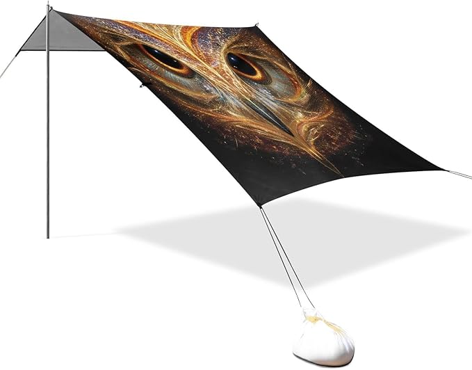 ALAZA Owl Face Beach Tent Sun Shelter UPF50+ Protection Beach Shade Canopy w/ 4 Sandbags for Outdoor Camping Fishing Backyard Fun Picnic 10x9 ft