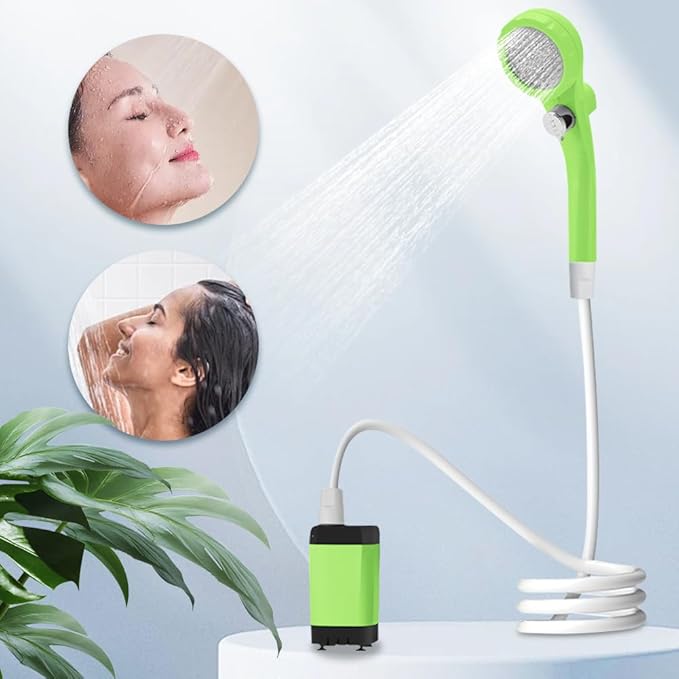 Portable Camping Shower Outdoor Shower Pump with 6000mah Rechargeable Battery Stepless AdjustmentElectric Camping Shower Head for Camping Hiking Traveling