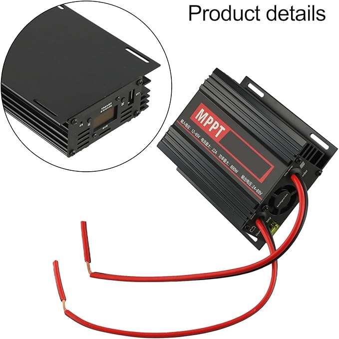 MPPT Solar Boost Controller Charger 800W With USB And LCD Display For 24V/36V/48V/60V/72V Multi-Battery Charging Aluminum Alloy