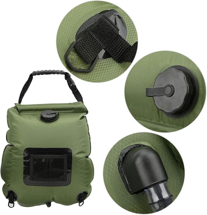 Shower Bag for Camping Camping Shower Kit Solar Shower Bag Outdoor Portable Shower 5 Gallons/20L Solar Heating Hot Water Shower Bag for Camping Hiking Beach Traveling