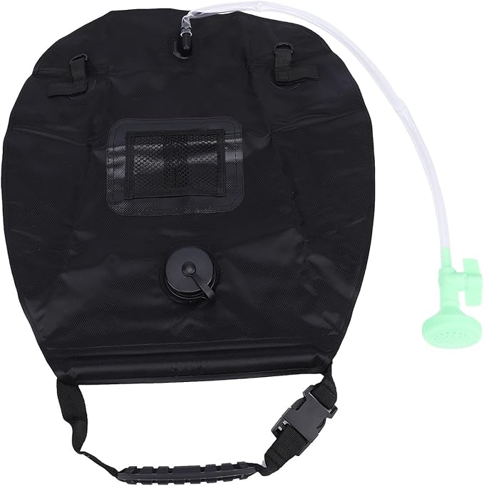 Focket Solar Shower Bag 20L Solar Heating Camping Shower Portable with Switchable Head for Car Outdoor Beach Swimming (Black)