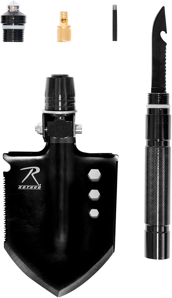 Rothco 8-1 Multi-Tool Survival Shovel Portable Camping Shovel Tactical Entrenching Tool Stainless Steel