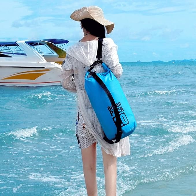 Waterproof Dry Bags Floating Backpack 10L Roll Top Kayak Gear Small Boat Drybag Wet Dry Float Sack for Swimming (Color : Blue)