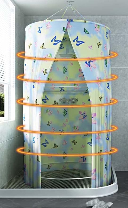 Portable Shower Curtain - Round Zip Polyester Cloth for Outdoor Camping Hiking Beach Toilet and Clothing Privacy - Perfect Bathroom Coverage for Travel and Home Use