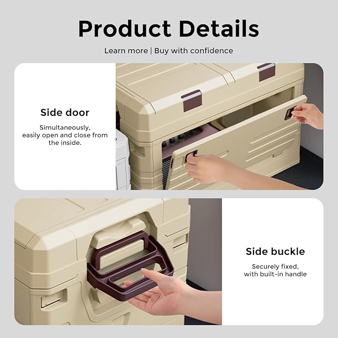 SolarPlay Camping Storage Box with Lids 60L Foldable Box with handles for Trunk Organizer for Outdoor Picnic Car RV Storage and Organization