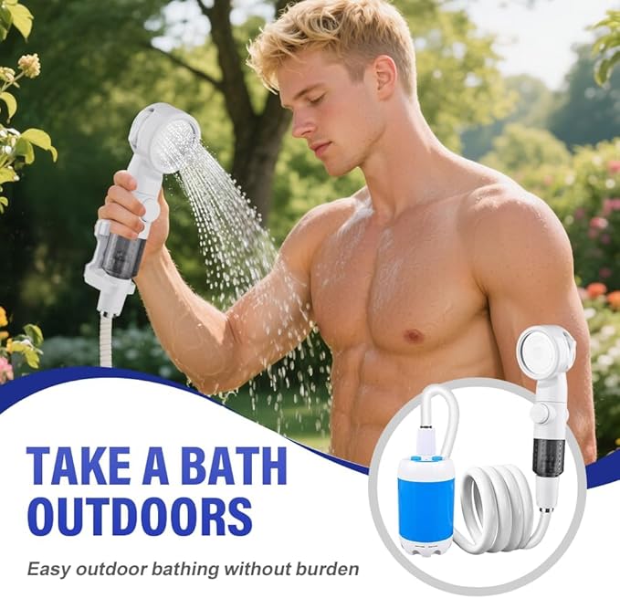 Portable Camping Shower Pump Electric Self-Priming Shower Head Powerful Long-Lasting Outdoor Shower Solution Flextail Ducha Portatil Idealized for Campsite Users Solar Showers for Camping